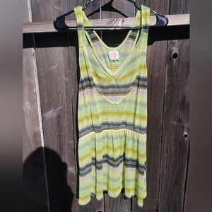 Free People x Vintage Tank Top Mini Dress Sheer Racerback Y2K Womens Large Grung